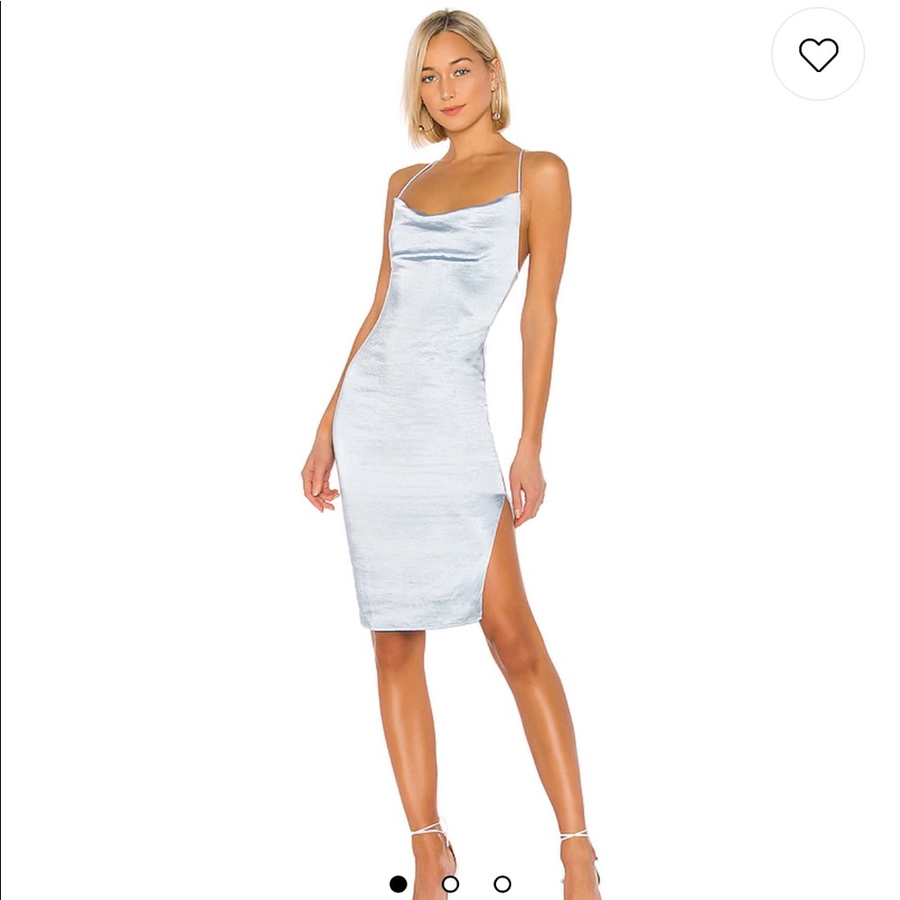 Superdown Cinderella ice blue slit dress cross back worn once size xs